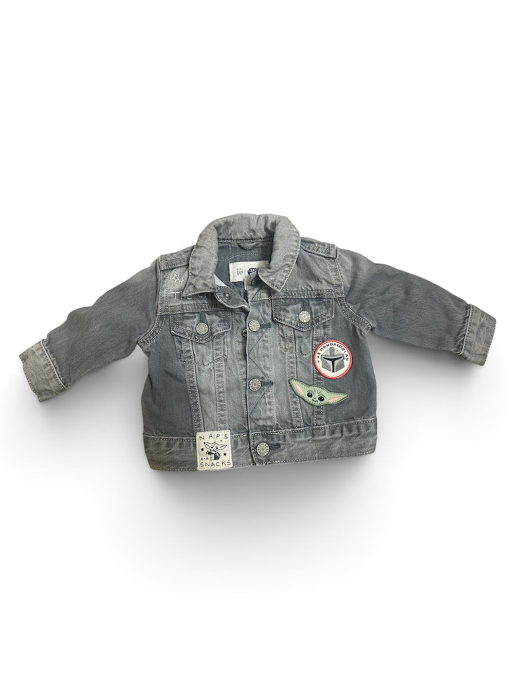 Baby Gap x Star Wars Denim Jacket ft. Grogu and Mandalorian Patches- 0-6 Months
